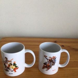 Official Norman Rockwell Ceramic Double Mug Set with Handles